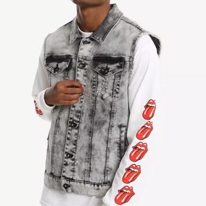 RUDE Grey & Black Acid Wash Denim Vest